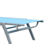 Bain de soleil transat - chaise longue - design contemporain - dossier inclinable multi-positions - métal époxy textilène bleu ciel - dim. 170 x 58 x 97 cm