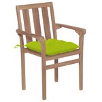 vidaXL Chaises de jardin 2 Pièces avec coussins vert vif Bois de teck