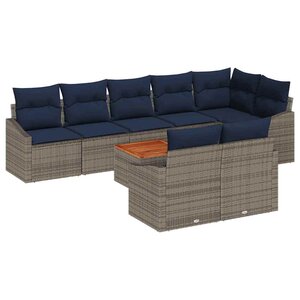 vidaXL Ensemble de canapé de jardin 9 Pièces gris et bleu marine