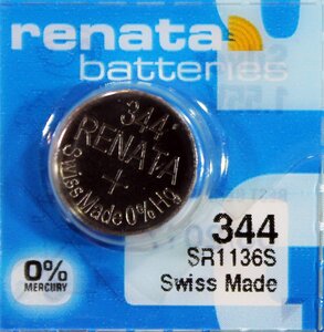 Blister de 1 Pile bouton oxyde argent X344 SR1136S RENATA