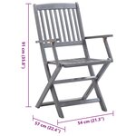 vidaXL Chaises pliables d'extérieur lot de 6 et coussins Bois d'acacia