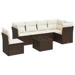 vidaXL Salon de jardin avec coussins 6 Pièces marron résine tressée