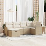 Ensemble de canapés de jardin vidaXL de 6 pièces avec coussins en rotin poly beige