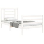 vidaXL Cadre de lit avec tête de lit blanc simple bois massif