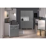 Desserte de 60 cm - 1 Tiroir et 1 Porte - 60 x 44 x 81 cm - Coloris Gris brillant
