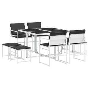 vidaXL Ensemble à manger de jardin avec coussins 9 Pièces blanc textilène