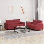 vidaXL Ensemble de canapés 2 Pièces et coussins Rouge bordeaux Similicuir