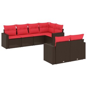 vidaXL Salon de jardin avec coussins 7 Pièces marron résine tressée