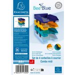 Set de 4 corbeilles-à-courrier Combo Midi Bee Blue - Couleurs assorties EXACOMPTA