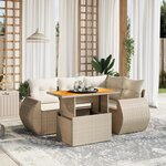 vidaXL Salon de jardin avec coussins 5 Pièces beige résine tressée