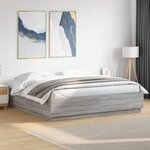 vidaXL Cadre de lit avec LED sans matelas sonoma gris 200x200 cm