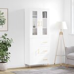 vidaXL Buffet haut Blanc 69 5x34x180 cm Bois d'ingénierie