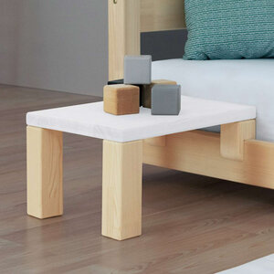 Table de chevet à fixer sur le lit - Blanc et bois naturel - 23 x 32 x 41 cm