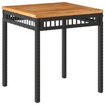 vidaXL Table de jardin noir 38x38x42 cm résine tressée et bois acacia