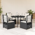 vidaXL Ensemble à manger de jardin coussins 5Pièces Noir Résine tressée