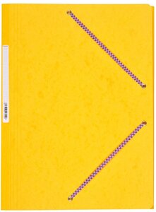 Chemise Carte Lustée 7/10ème 24 x 32 cm à rabats très résistante avec élastiques Jaune COUTAL