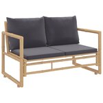 vidaXL Salon de jardin 2 Pièces avec coussins gris foncé bambou