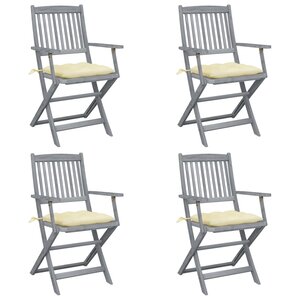 vidaXL Chaises pliables d'extérieur lot de 4 et coussins Bois d'acacia