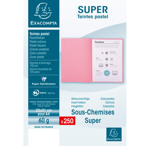 Paquet de 250 Sous-chemises SUPER 60g 22 x 31 cm Bleu EXACOMPTA