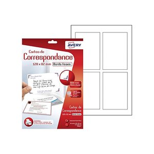 Etui de 48 Cartes de correspondance jet d'encre 128 x 82 mm AVERY