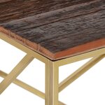 vidaXL Table basse doré acier inoxydable et bois de mélèze massif