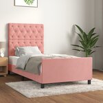 vidaXL Cadre de lit avec tête de lit Rose 80x200 cm Velours