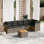 vidaXL Salon de jardin avec coussins 7 Pièces gris résine tressée