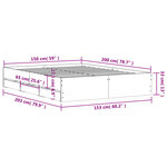 vidaXL Cadre de lit avec tiroirs sans matelas gris béton 150x200 cm