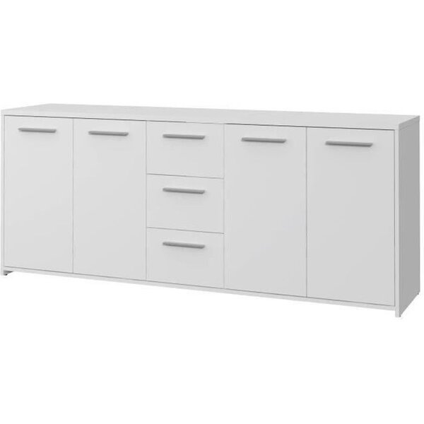 Buffet bas - Blanc mat - 4 portes 3 tiroirs - L 179 x P 42 x H 74,5 cm