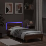 vidaXL Cadre de lit tête de lit et lumières LED chêne marron 100x200cm