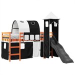 vidaXL Lit mezzanine enfants et tour blanc/noir 90x200 cm pin massif