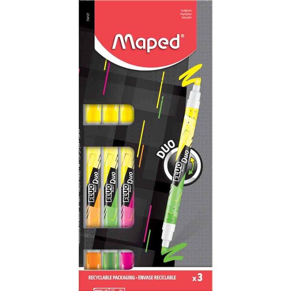 Surligneur fluo'peps pen duo  blister de 3 maped