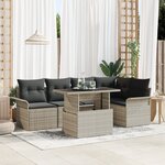 vidaXL Ensemble de canapé de jardin 6 pièces avec coussins gris clair poly rotin