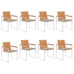 vidaXL Chaises de jardin 8 Pièces avec coussins Bois d'acacia solide
