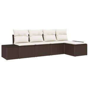 vidaXL Ensemble de canapé de jardin 5 Pièces Marron polyrotin