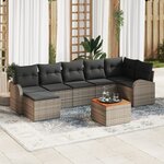 vidaXL Ensemble de Canapés de Jardin de 8 Pièces avec Coussins Gris Poly Rattan