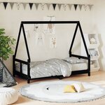 vidaXL Cadre de lit pour enfant noir 80x160 cm bois de pin massif