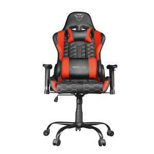 Trust GXT 708R Rest Gaming Chair - Accoudoirs - Dossier réglable entre 90° et 180° - Coussin lombaire et cervical - Roues en nylon - Piston à gaz classe 4 - Base en métal - Max. 150kg - Couleur Noir/Rouge