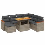 vidaXL Salon de jardin 8 Pièces avec coussins gris résine tressée