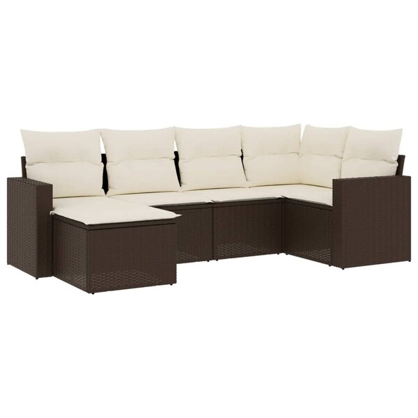 vidaXL Salon de jardin avec coussins 6 Pièces marron résine tressée
