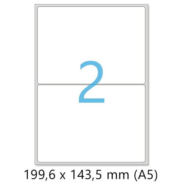 Lot de 50 planches a4 de 2 étiquettes autocollantes a5 format 199,6 x 143,5 mm =100 étiquettes