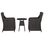 vidaXL Mobilier de bistro 3 Pièces avec coussins Résine tressée Noir
