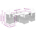 vidaXL Ensemble à manger de jardin coussins 7 Pièces mélange beige rotin
