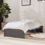 vidaXL Cadre de lit Gris Bois massif 75x190 cm Petit simple