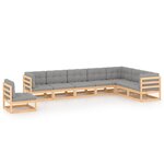 vidaXL Salon de jardin 8 Pièces avec coussins Bois de pin massif