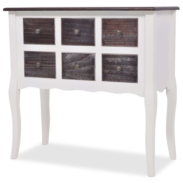 vidaXL Armoire de console 6 tiroirs Marron et blanc Bois