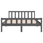 vidaXL Cadre de lit Gris Bois massif 150x200 cm Très grand