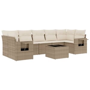 vidaXL Salon de jardin avec coussins 8 Pièces beige résine tressée