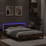 vidaXL Cadre de lit avec tête de lit et LED chêne fumé 140x200 cm