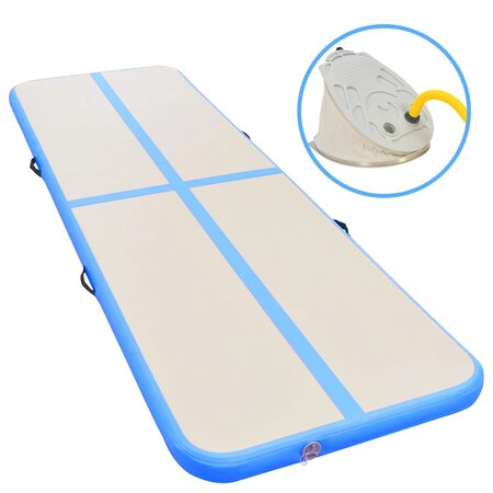 vidaXL Tapis gonflable de gymnastique avec pompe 800x100x10cm PVC Bleu